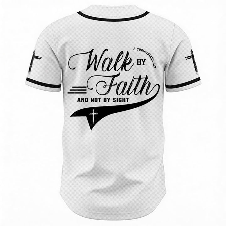Christianartworkshop 2 Corinzi 5:7 “Camminate per fede e non per visione” Maglia da baseball con croce e messaggio - image 9