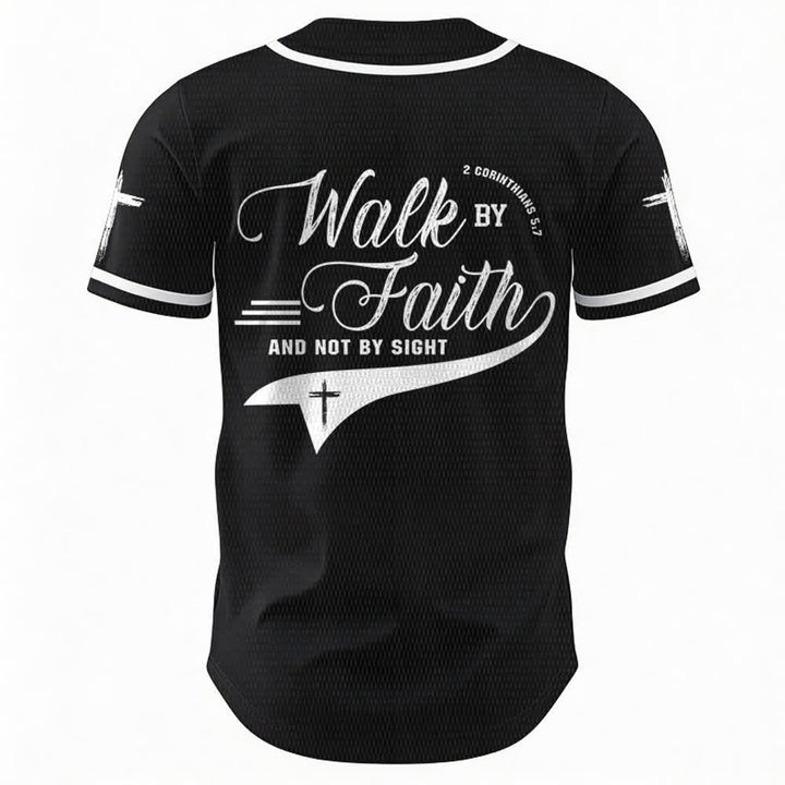 Christianartworkshop 2 Corinzi 5:7 “Camminate per fede e non per visione” Maglia da baseball con croce e messaggio - image 16
