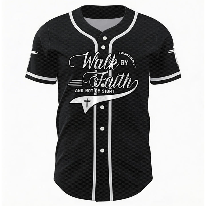Christianartworkshop 2 Corinzi 5:7 “Camminate per fede e non per visione” Maglia da baseball con croce e messaggio - image 15