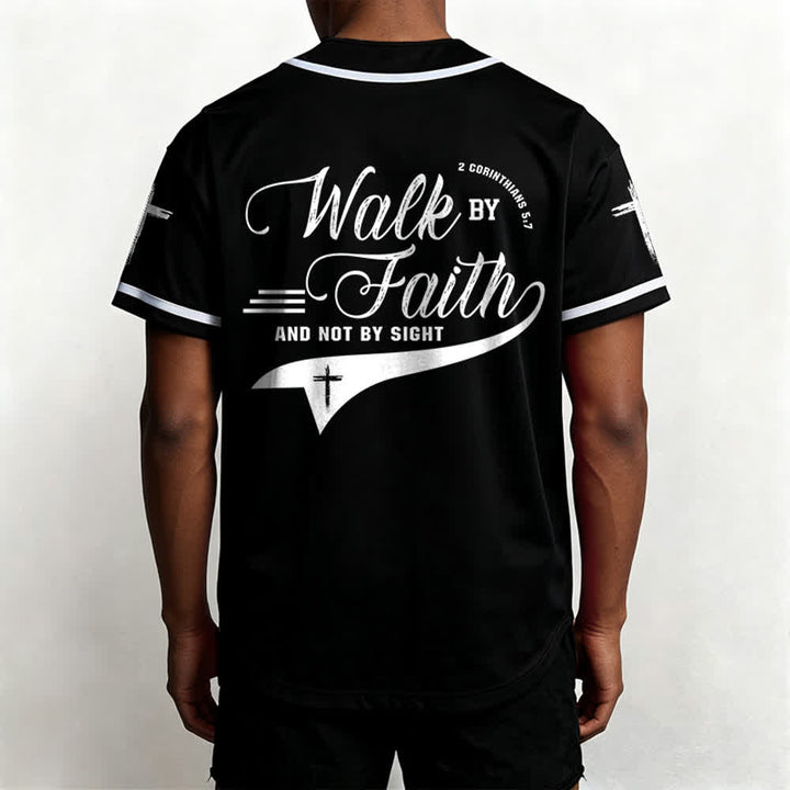 Christianartworkshop 2 Corinzi 5:7 “Camminate per fede e non per visione” Maglia da baseball con croce e messaggio - image 17