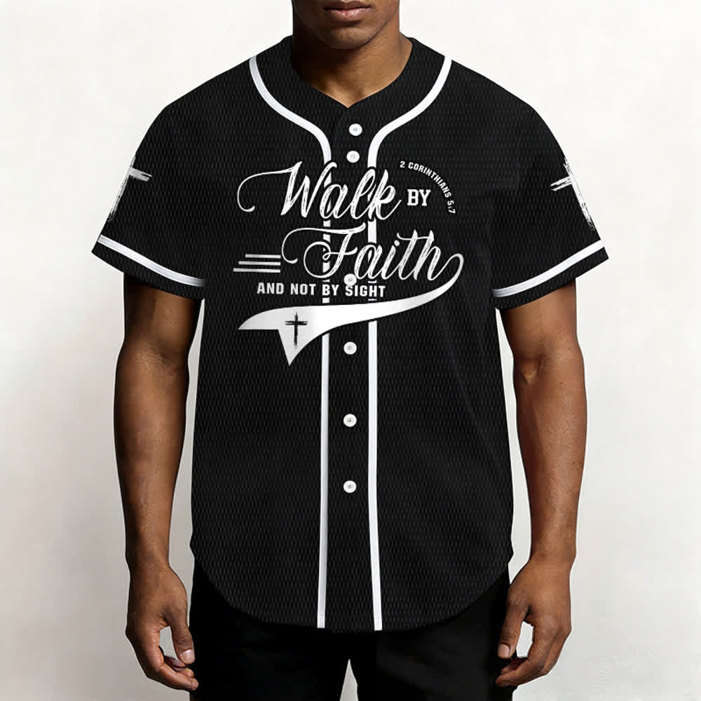 Christianartworkshop 2 Corinzi 5:7 “Camminate per fede e non per visione” Maglia da baseball con croce e messaggio - image 18
