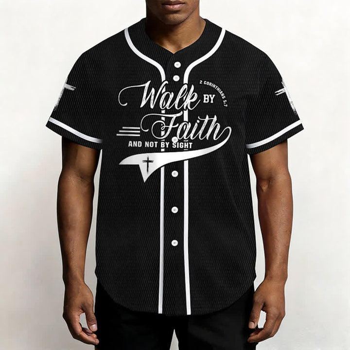 Christianartworkshop 2 Corinzi 5:7 “Camminate per fede e non per visione” Maglia da baseball con croce e messaggio - image 18