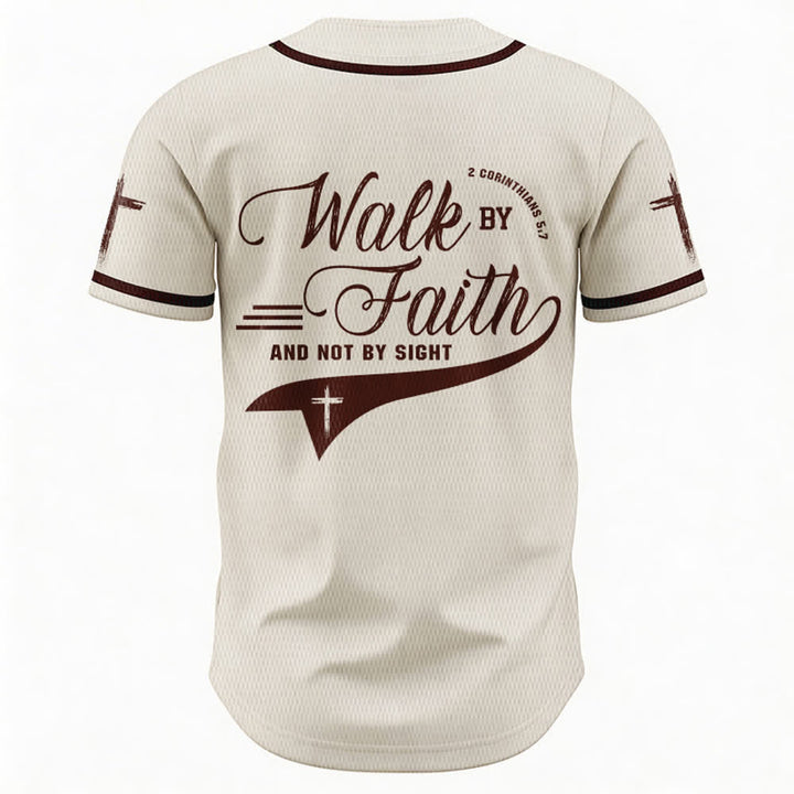 Christianartworkshop 2 Corinzi 5:7 “Camminate per fede e non per visione” Maglia da baseball con croce e messaggio - image 23