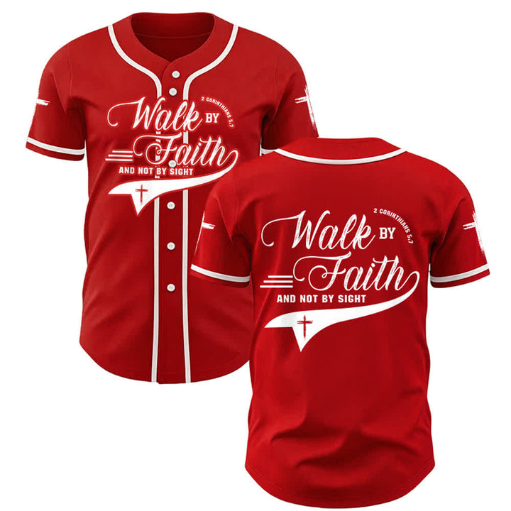 Christianartworkshop 2 Corinzi 5:7 “Camminate per fede e non per visione” Maglia da baseball con croce e messaggio - Rosso - 5XL - image 28