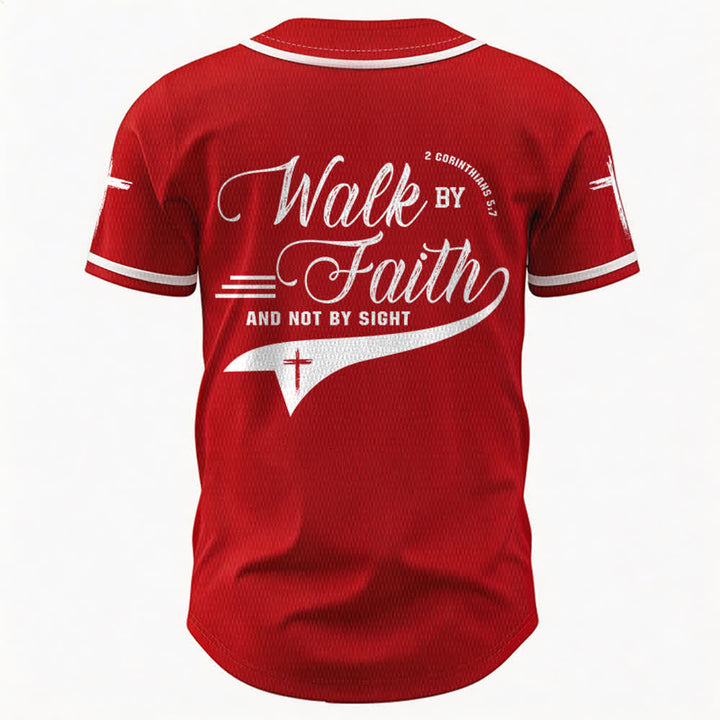 Christianartworkshop 2 Corinzi 5:7 “Camminate per fede e non per visione” Maglia da baseball con croce e messaggio - image 30