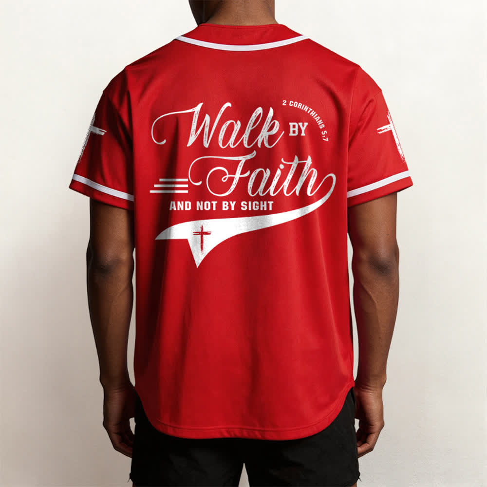 Christianartworkshop 2 Corinzi 5:7 “Camminate per fede e non per visione” Maglia da baseball con croce e messaggio - image 34