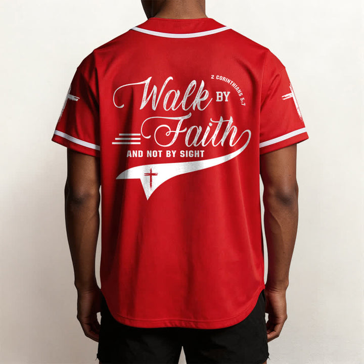 Christianartworkshop 2 Corinzi 5:7 “Camminate per fede e non per visione” Maglia da baseball con croce e messaggio - image 34