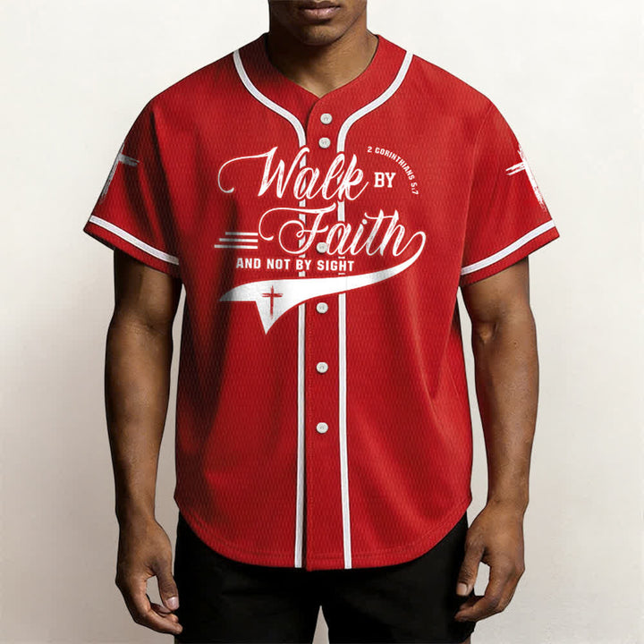 Christianartworkshop 2 Corinzi 5:7 “Camminate per fede e non per visione” Maglia da baseball con croce e messaggio - image 33