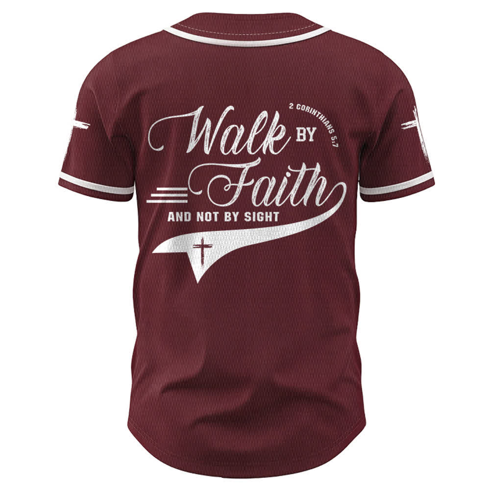 Christianartworkshop 2 Corinzi 5:7 “Camminate per fede e non per visione” Maglia da baseball con croce e messaggio - image 37