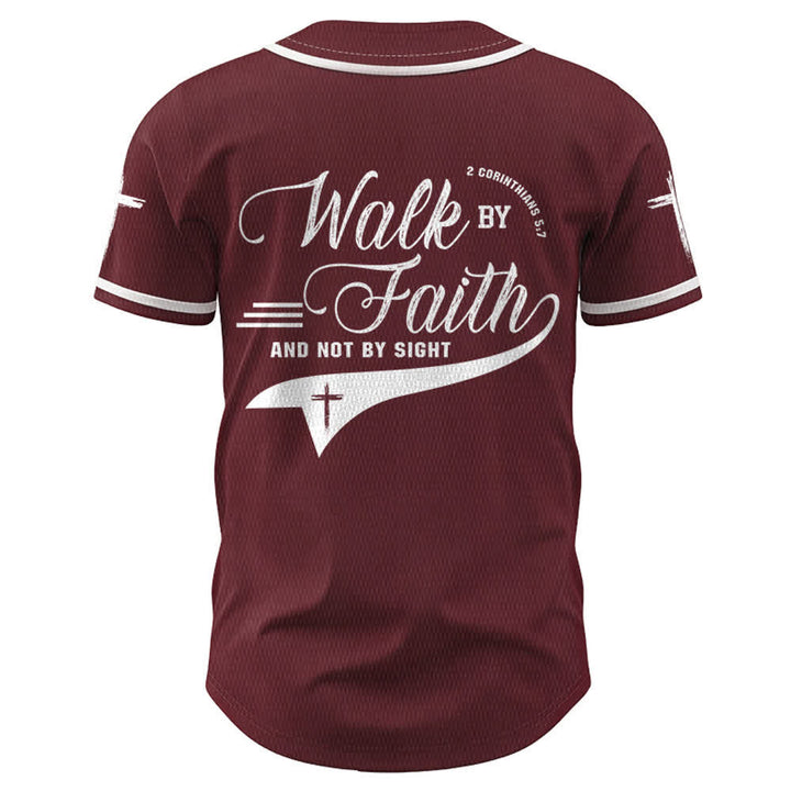 Christianartworkshop 2 Corinzi 5:7 “Camminate per fede e non per visione” Maglia da baseball con croce e messaggio - image 37