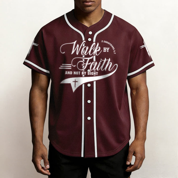 Christianartworkshop 2 Corinzi 5:7 “Camminate per fede e non per visione” Maglia da baseball con croce e messaggio - image 38