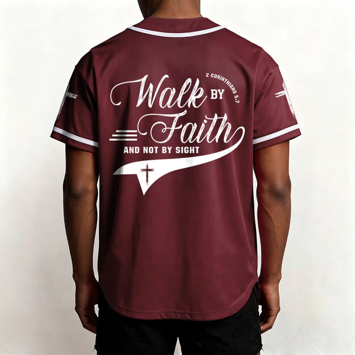 Christianartworkshop 2 Corinzi 5:7 “Camminate per fede e non per visione” Maglia da baseball con croce e messaggio - image 39