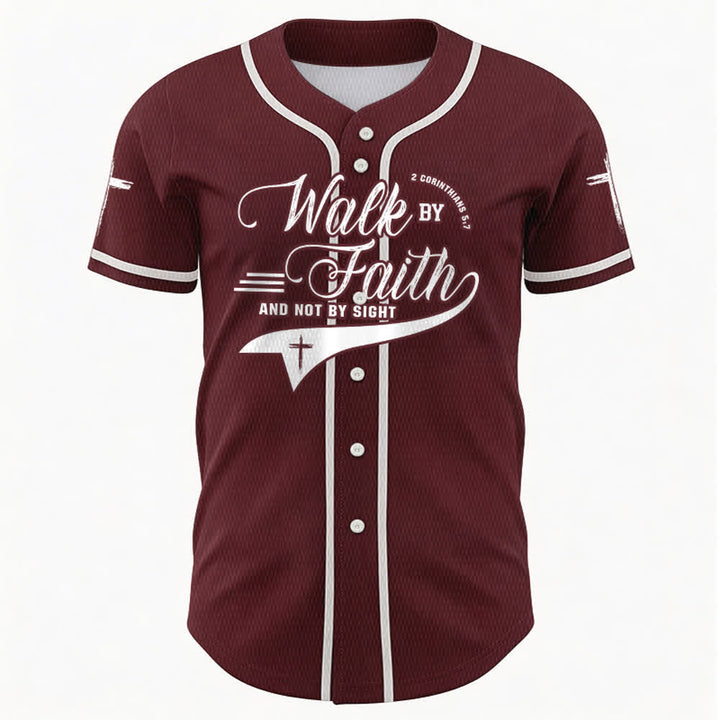 Christianartworkshop 2 Corinzi 5:7 “Camminate per fede e non per visione” Maglia da baseball con croce e messaggio - image 36