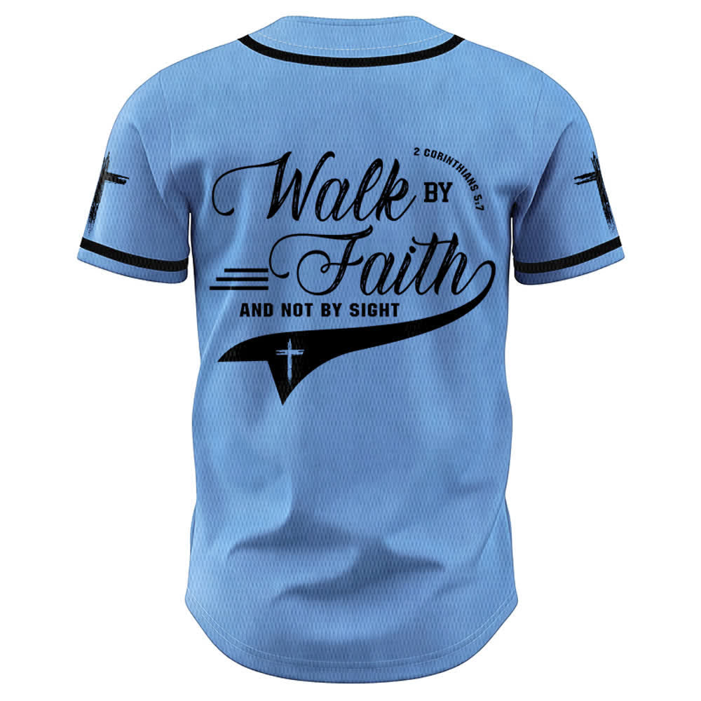 Christianartworkshop 2 Corinzi 5:7 “Camminate per fede e non per visione” Maglia da baseball con croce e messaggio - image 44