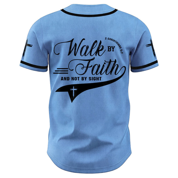 Christianartworkshop 2 Corinzi 5:7 “Camminate per fede e non per visione” Maglia da baseball con croce e messaggio - image 44