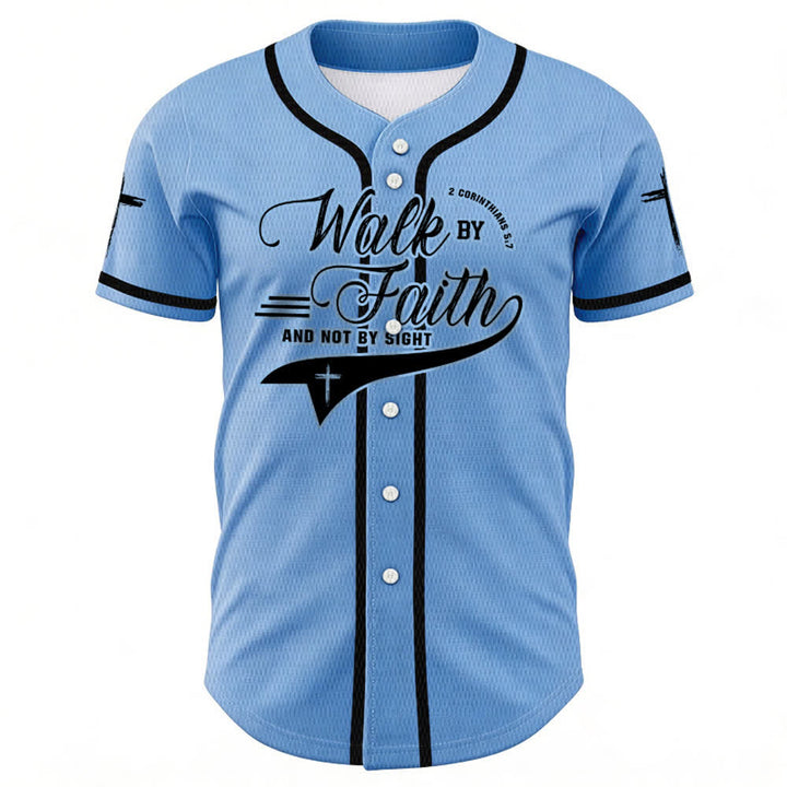Christianartworkshop 2 Corinzi 5:7 “Camminate per fede e non per visione” Maglia da baseball con croce e messaggio - image 43