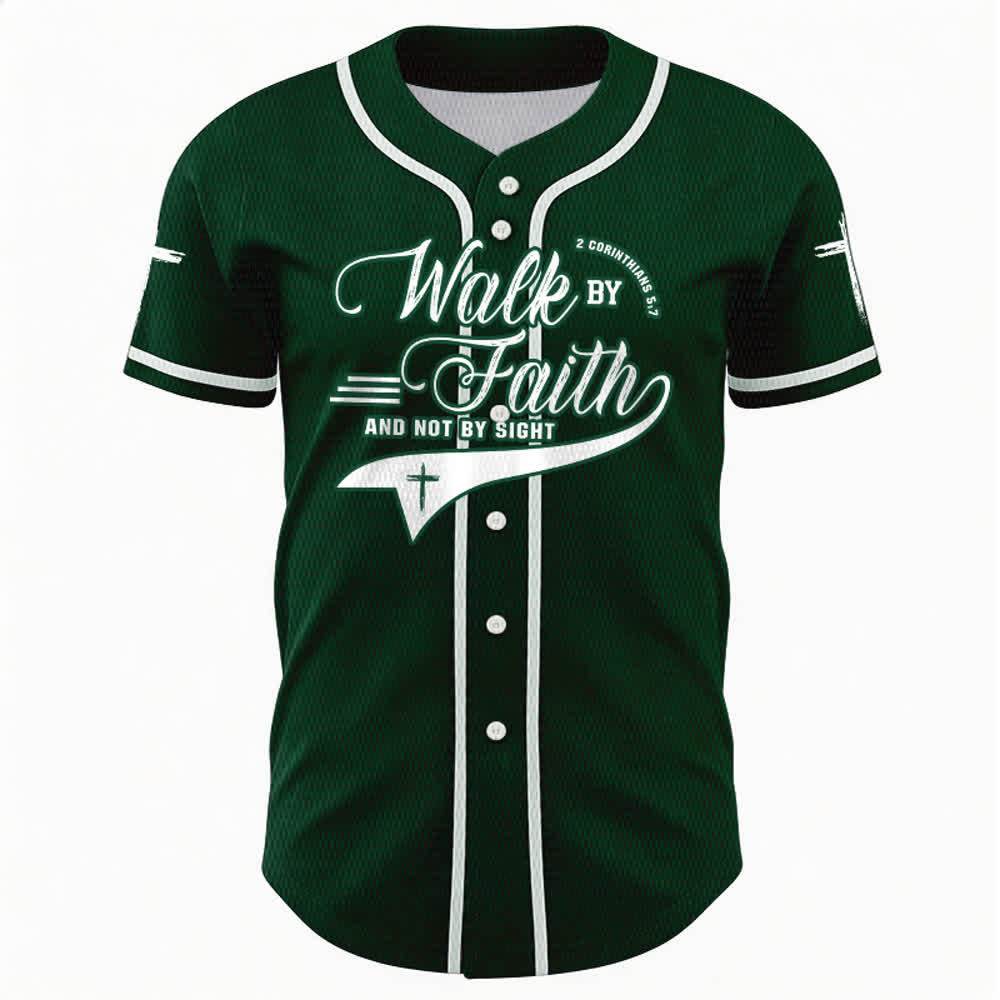 Christianartworkshop 2 Corinzi 5:7 “Camminate per fede e non per visione” Maglia da baseball con croce e messaggio - image 50