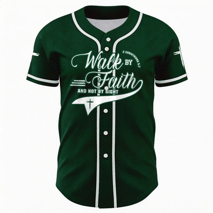 Christianartworkshop 2 Corinzi 5:7 “Camminate per fede e non per visione” Maglia da baseball con croce e messaggio - image 50