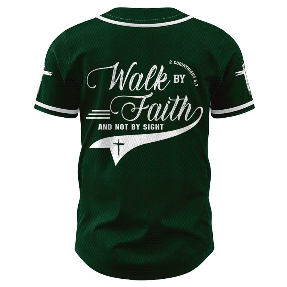 Christianartworkshop 2 Corinzi 5:7 “Camminate per fede e non per visione” Maglia da baseball con croce e messaggio - image 51