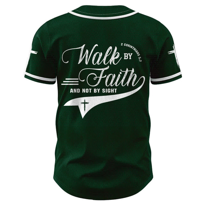 Christianartworkshop 2 Corinzi 5:7 “Camminate per fede e non per visione” Maglia da baseball con croce e messaggio - image 51