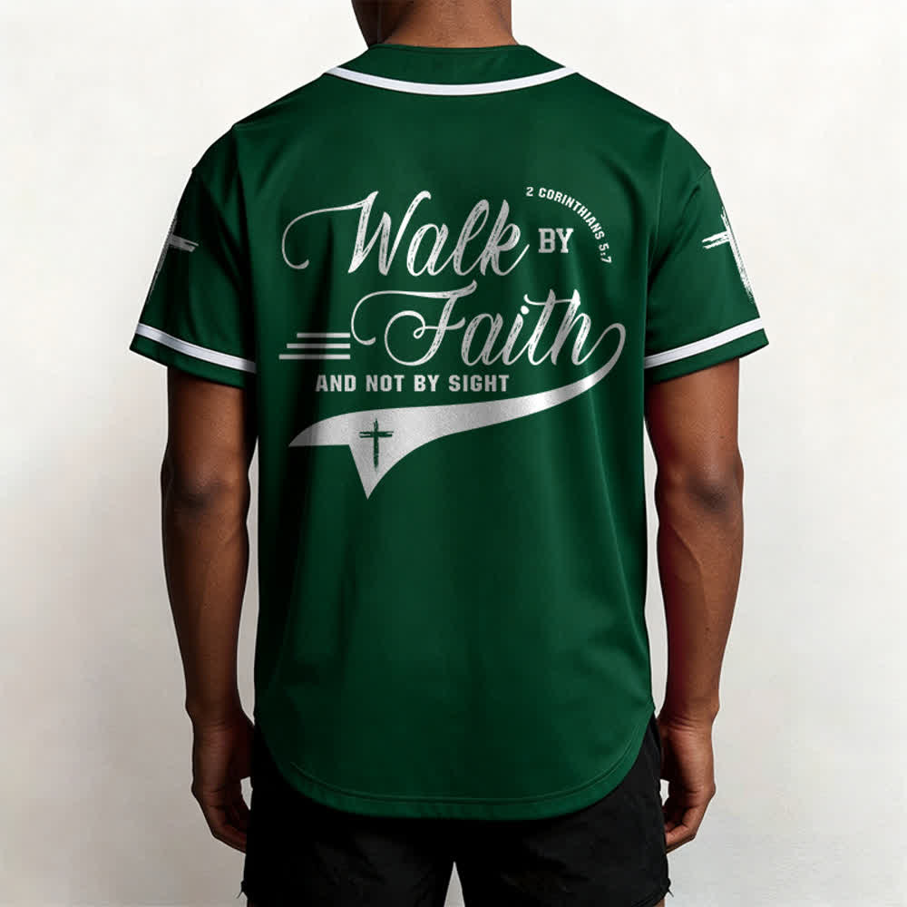 Christianartworkshop 2 Corinzi 5:7 “Camminate per fede e non per visione” Maglia da baseball con croce e messaggio - image 53