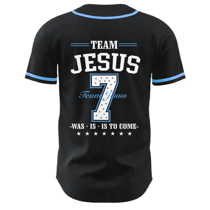 Christianartworkshop Maglia da baseball unisex Team Jesus Number 7 Was Is Is To Come - image 1