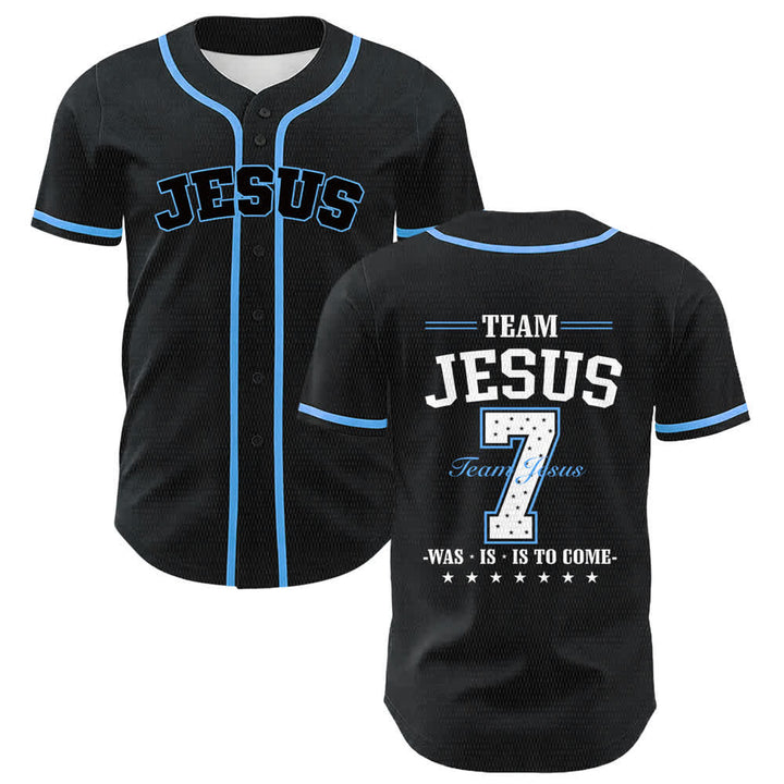 Christianartworkshop Maglia da baseball unisex Team Jesus Number 7 Was Is Is To Come - Blu - 5XL - image 0