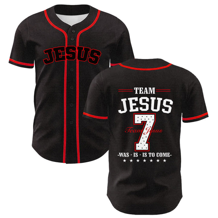 Christianartworkshop Maglia da baseball unisex Team Jesus Number 7 Was Is Is To Come - Rosso - 5XL - image 12