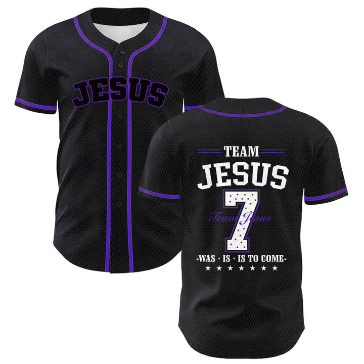 Christianartworkshop Maglia da baseball unisex Team Jesus Number 7 Was Is Is To Come - Viola - 5XL - image 21