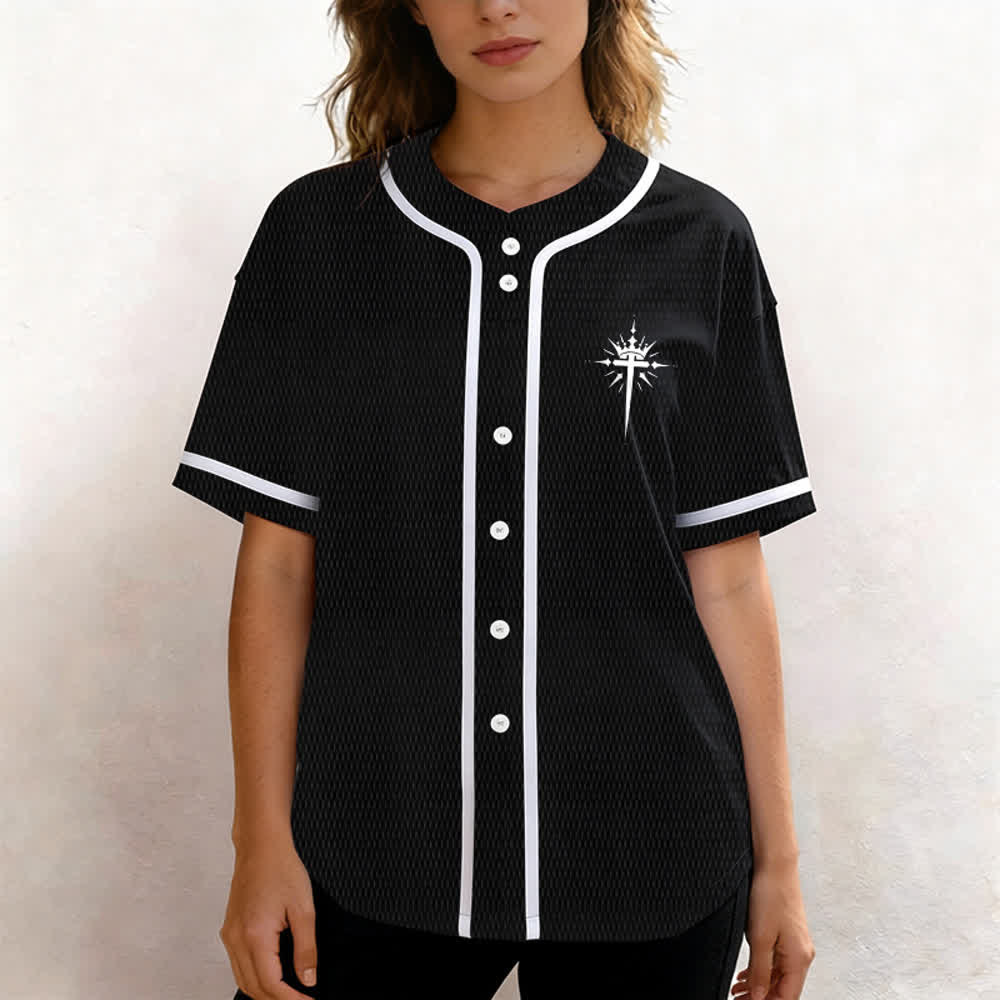 Christianartworkshop Gesù è Re Ali d'angelo Croce Dichiarazione di fede Maglia da baseball personalizzata - image 4