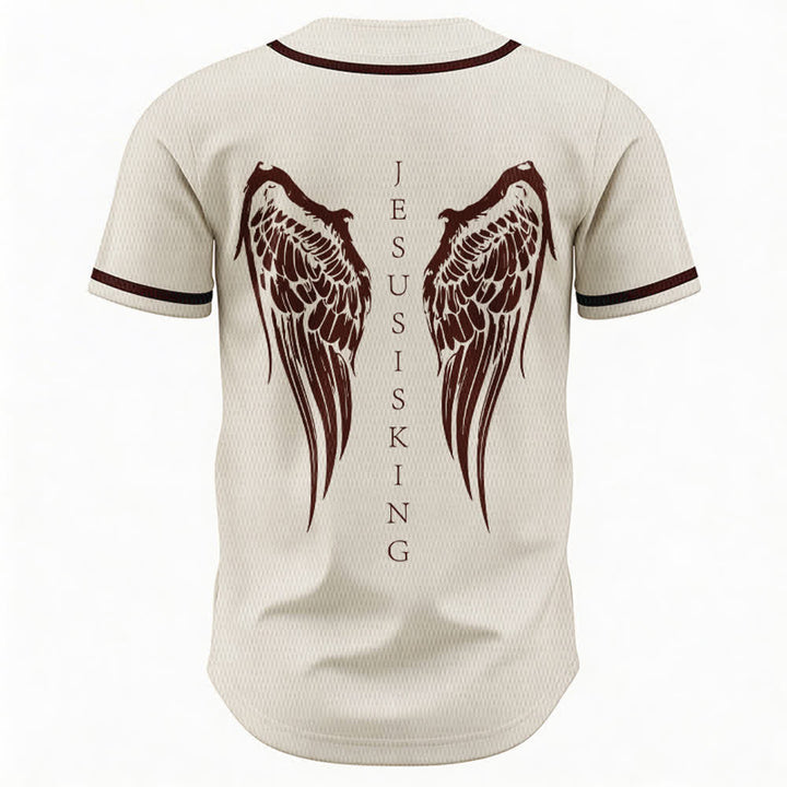 Christianartworkshop Gesù è Re Ali d'angelo Croce Dichiarazione di fede Maglia da baseball personalizzata - image 15