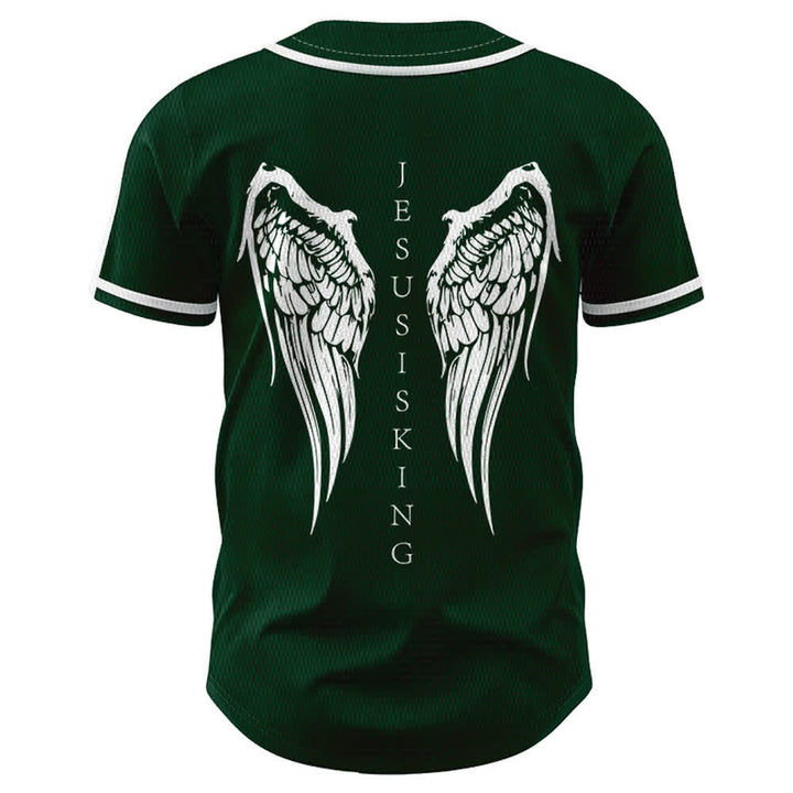 Christianartworkshop Gesù è Re Ali d'angelo Croce Dichiarazione di fede Maglia da baseball personalizzata - image 50