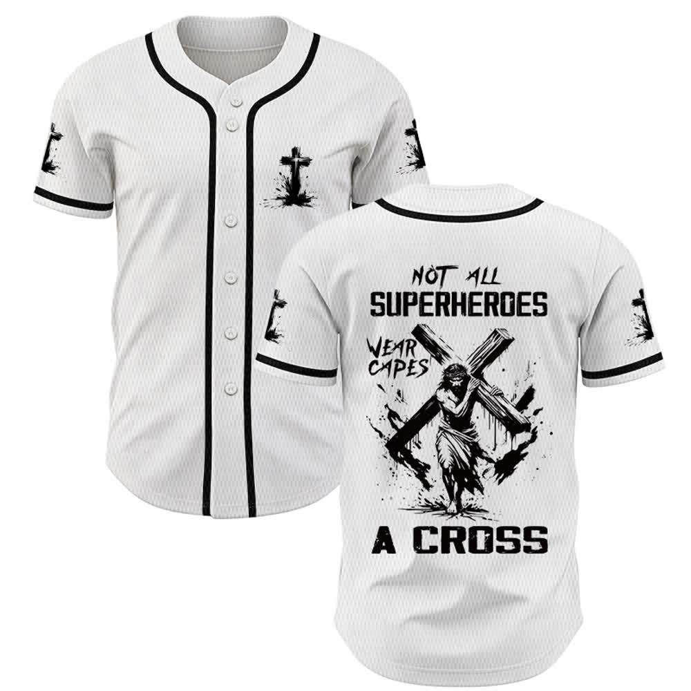 Christianartworkshop Non tutti i supereroi indossano mantelli Maglia da baseball unisex con croce - Bianco - 5XL - image 0