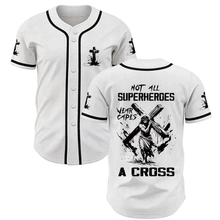 Christianartworkshop Non tutti i supereroi indossano mantelli Maglia da baseball unisex con croce - Bianco - 5XL - image 0