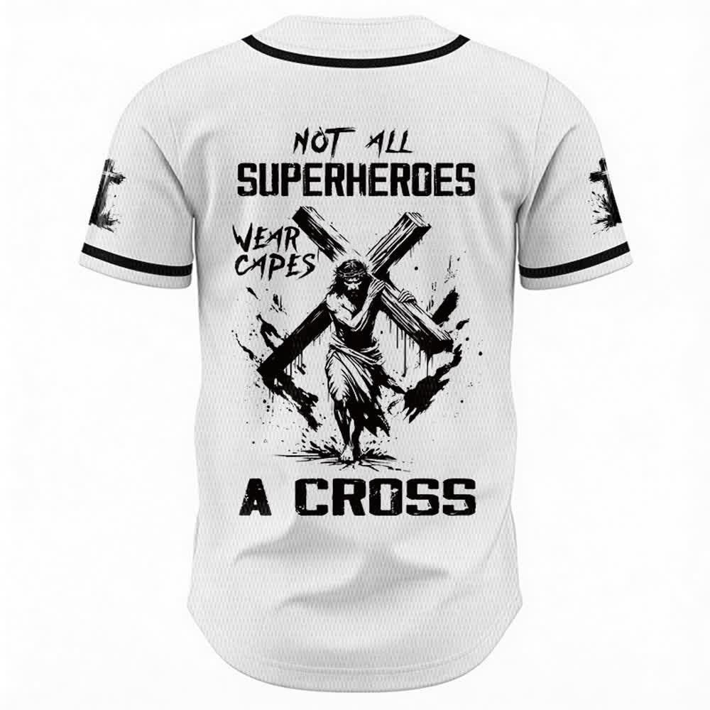 Christianartworkshop Non tutti i supereroi indossano mantelli Maglia da baseball unisex con croce - image 1