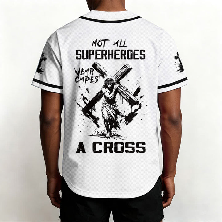 Christianartworkshop Non tutti i supereroi indossano mantelli Maglia da baseball unisex con croce - image 3