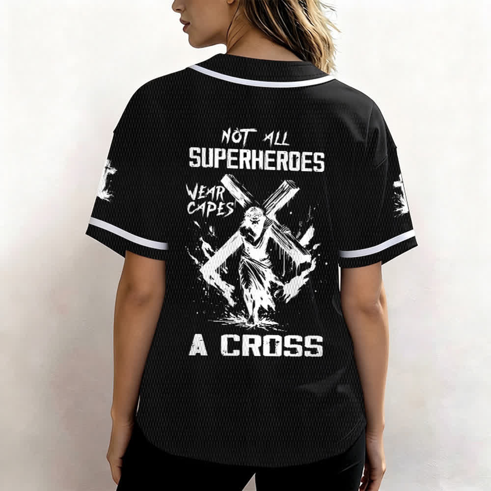 Christianartworkshop Non tutti i supereroi indossano mantelli Maglia da baseball unisex con croce - image 10