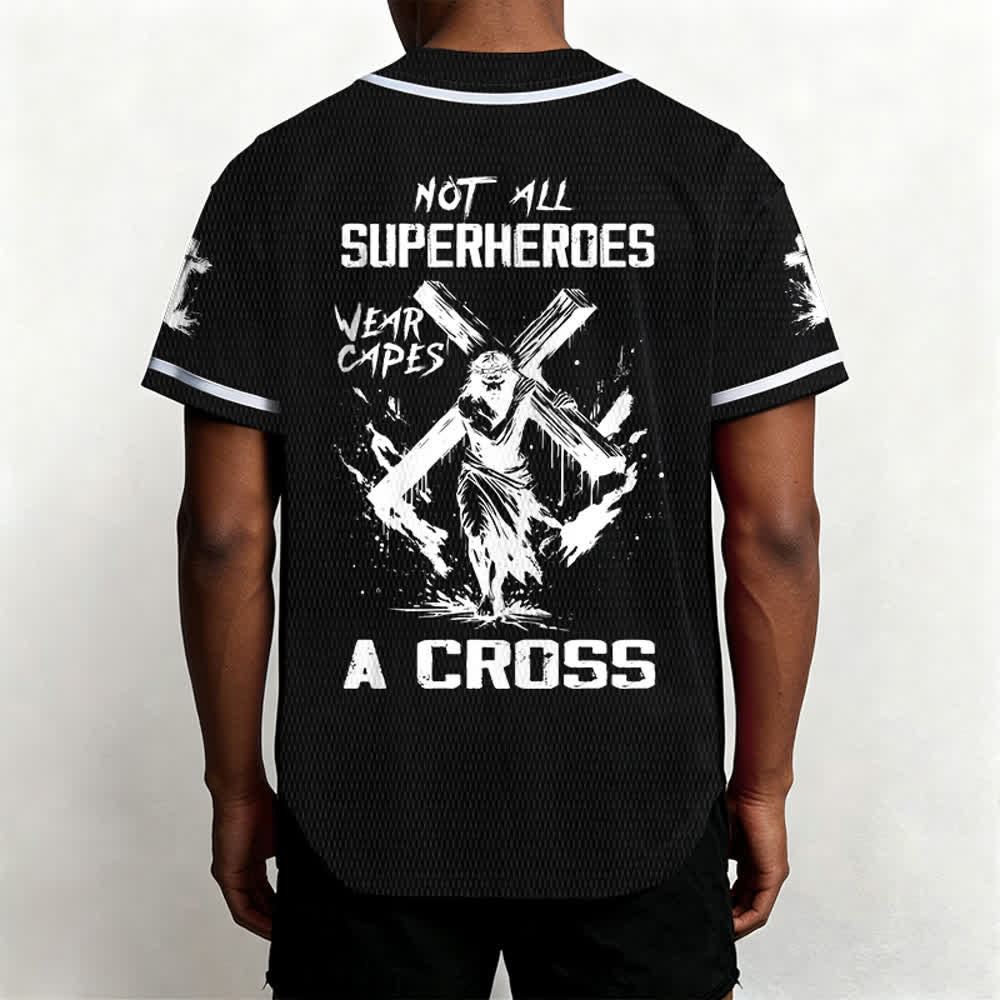 Christianartworkshop Non tutti i supereroi indossano mantelli Maglia da baseball unisex con croce - image 12