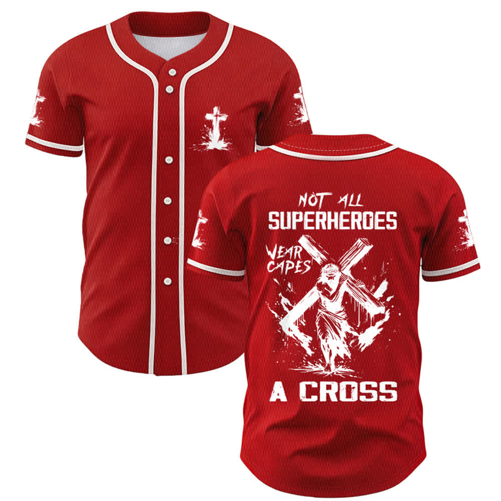Christianartworkshop Non tutti i supereroi indossano mantelli Maglia da baseball unisex con croce - Rosso - 5XL - image 14