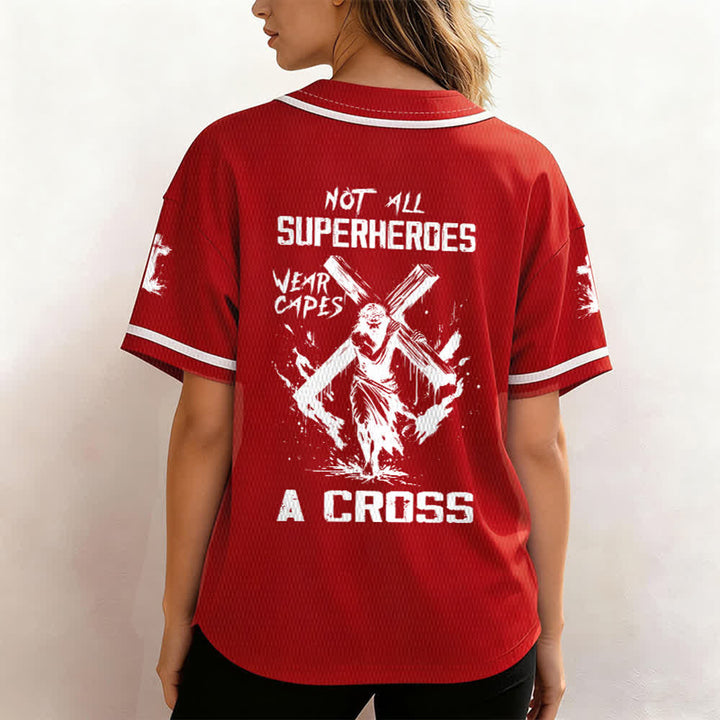 Christianartworkshop Non tutti i supereroi indossano mantelli Maglia da baseball unisex con croce - image 17