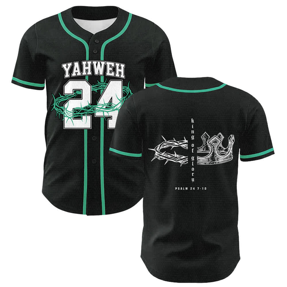 Christianartworkshop Maglia da baseball unisex Yahweh 24 Re di Gloria Salmo 24 - Verde scuro - 5XL - image 24