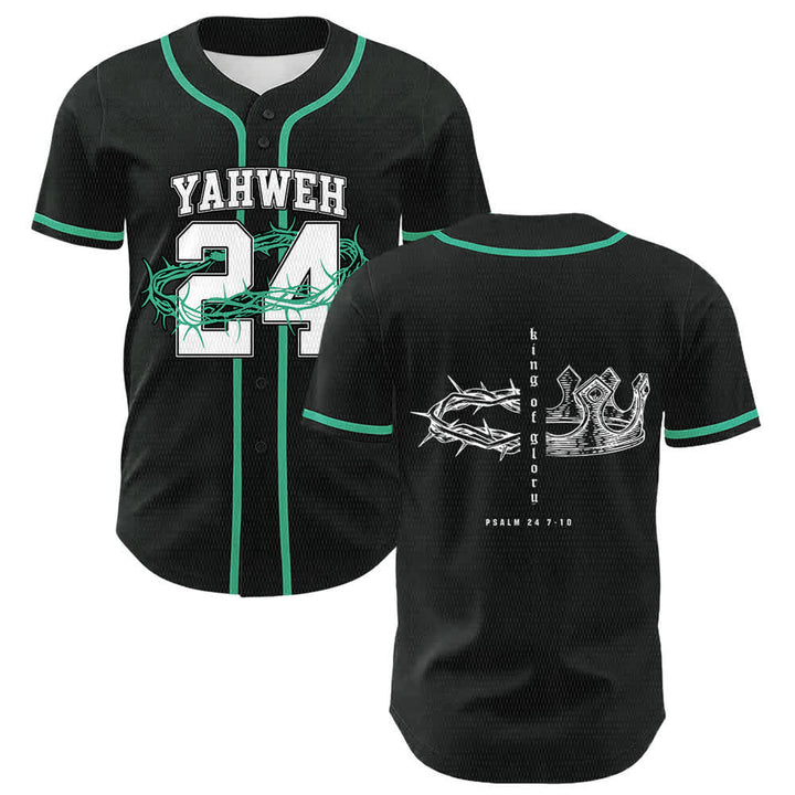 Christianartworkshop Maglia da baseball unisex Yahweh 24 Re di Gloria Salmo 24 - Verde scuro - 5XL - image 24