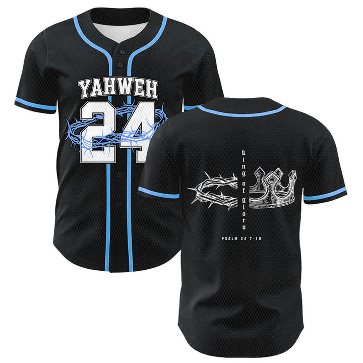 Christianartworkshop Maglia da baseball unisex Yahweh 24 Re di Gloria Salmo 24 - Blu - 5XL - image 0