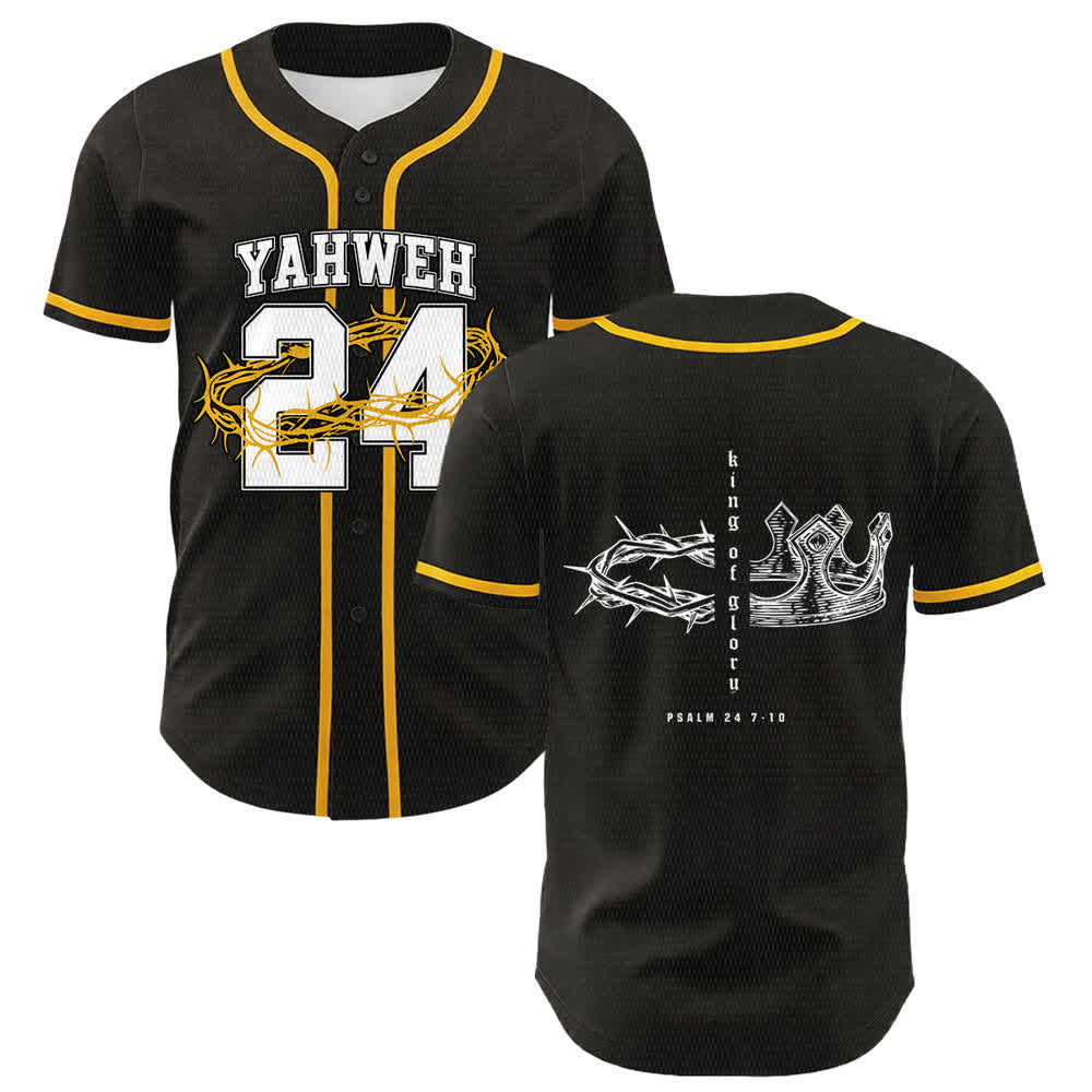 Christianartworkshop Maglia da baseball unisex Yahweh 24 Re di Gloria Salmo 24 - Giallo - 5XL - image 3
