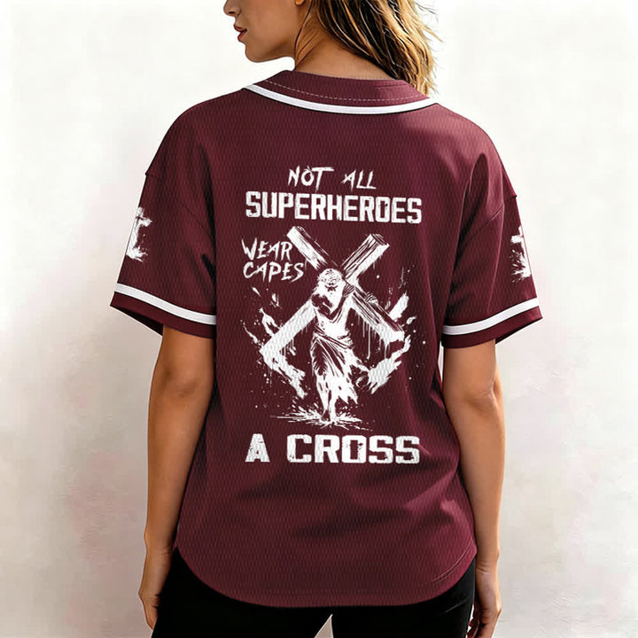 Christianartworkshop Non tutti i supereroi indossano mantelli Maglia da baseball unisex con croce - image 26