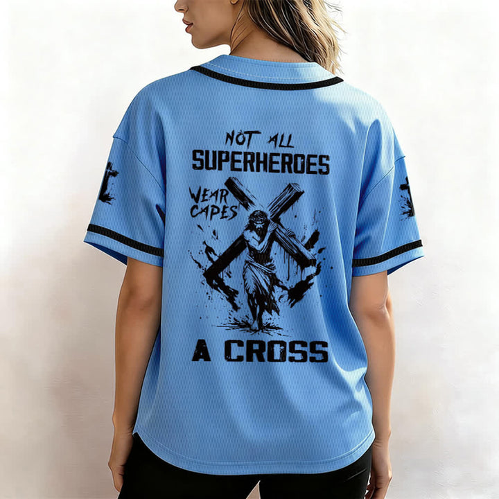 Christianartworkshop Non tutti i supereroi indossano mantelli Maglia da baseball unisex con croce - image 33