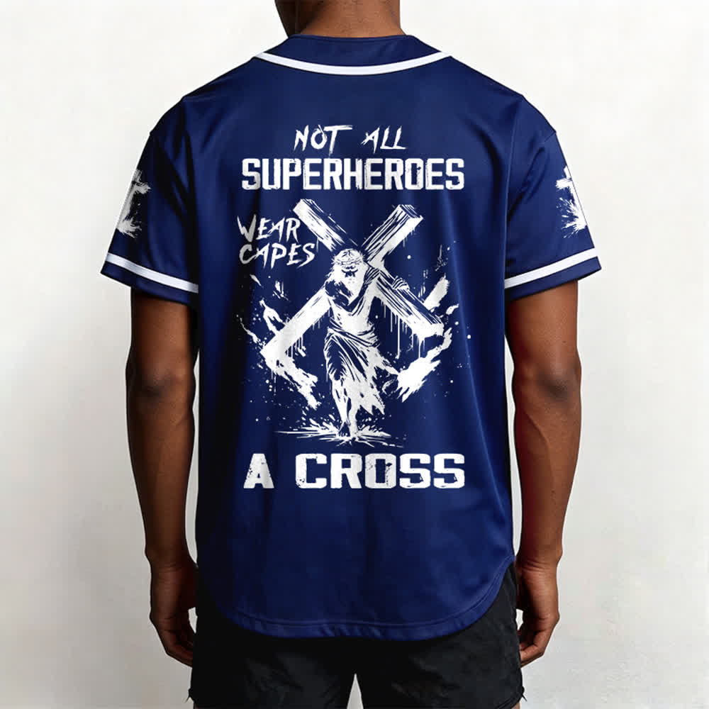 Christianartworkshop Non tutti i supereroi indossano mantelli Maglia da baseball unisex con croce - image 40