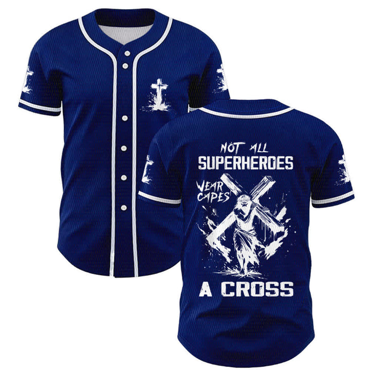 Christianartworkshop Non tutti i supereroi indossano mantelli Maglia da baseball unisex con croce - Blu navy - 5XL - image 35