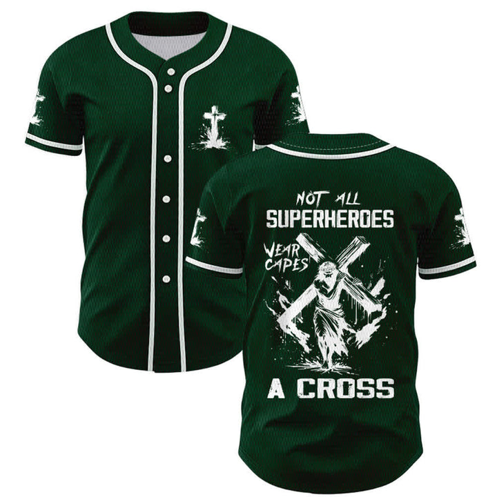 Christianartworkshop Non tutti i supereroi indossano mantelli Maglia da baseball unisex con croce - Verde - 5XL - image 42