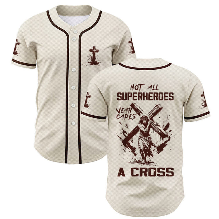 Christianartworkshop Non tutti i supereroi indossano mantelli Maglia da baseball unisex con croce - Albicocca - 5XL - image 49